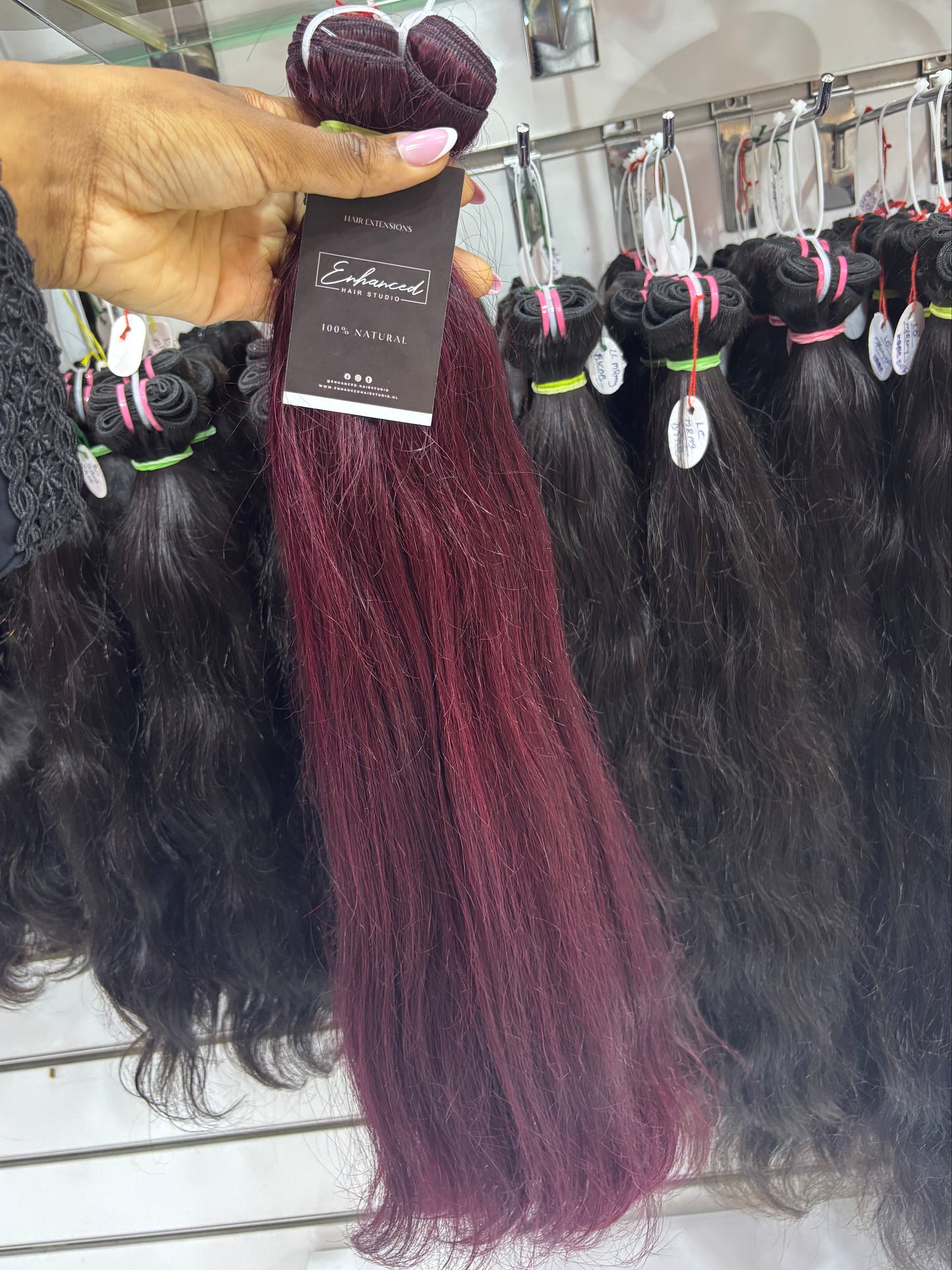 Cherry red straight RAW bundles
