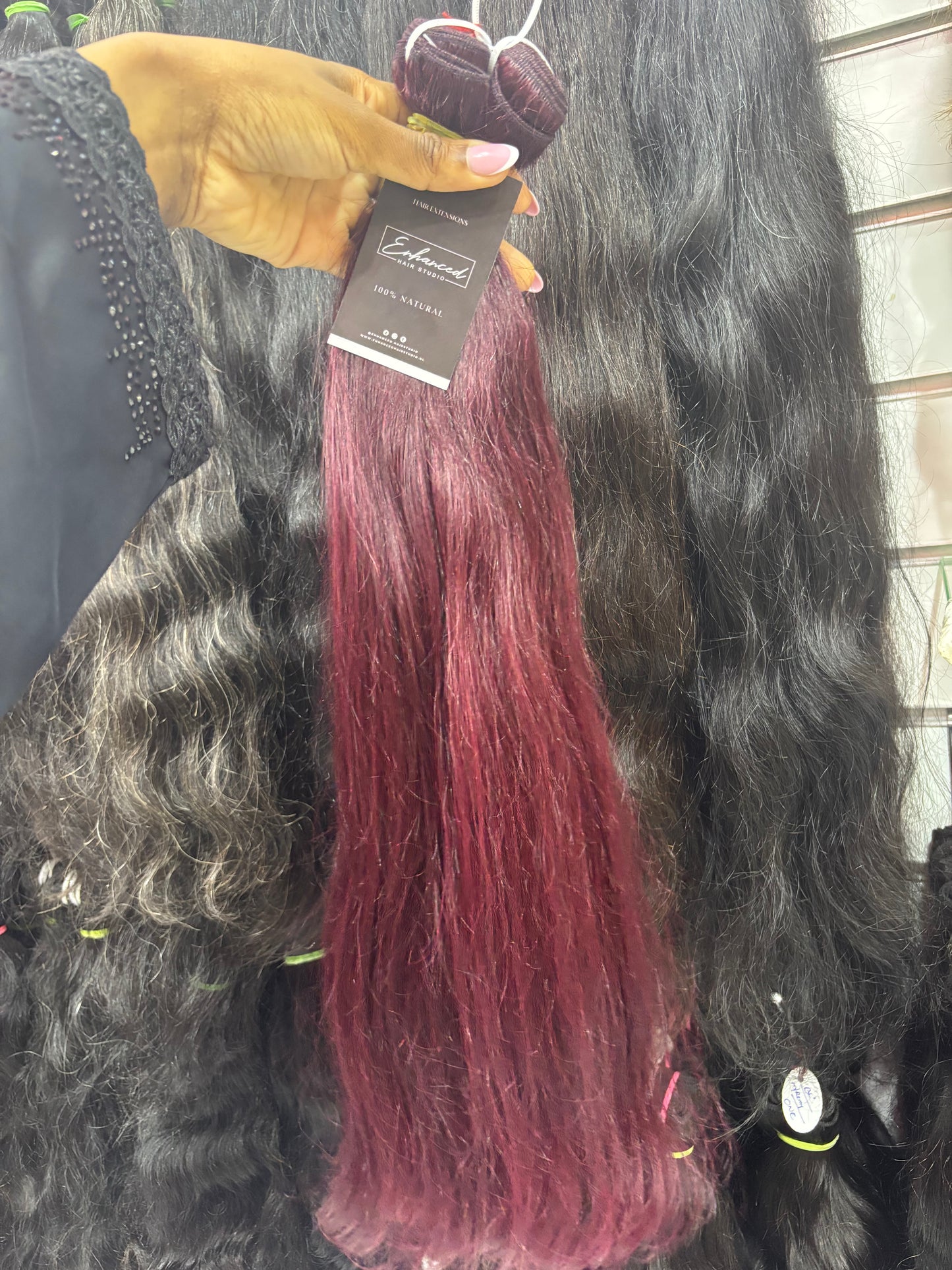 Cherry red straight RAW bundles