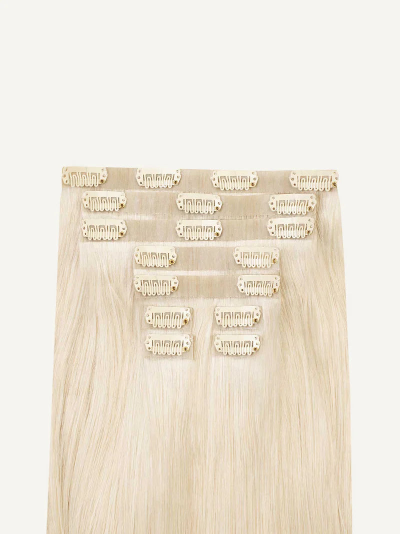 Seamless Platinum Blonde Clip-Ins (150g) - Curly