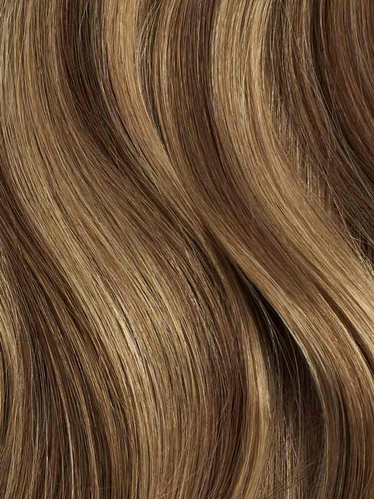 Seamless Chestnut Brown Highlights Clip-Ins (150g) - Curly