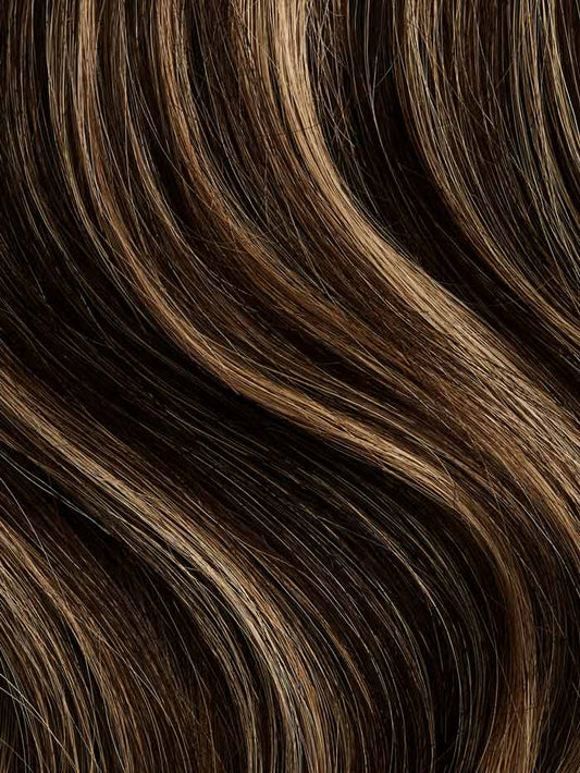 Seamless Mocha Brown Highlights Clip-Ins (150g) - Curly