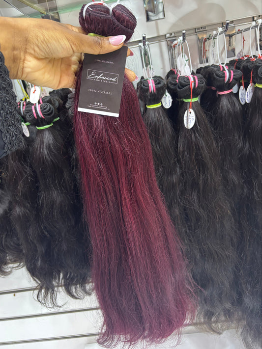 Cherry red straight RAW bundles