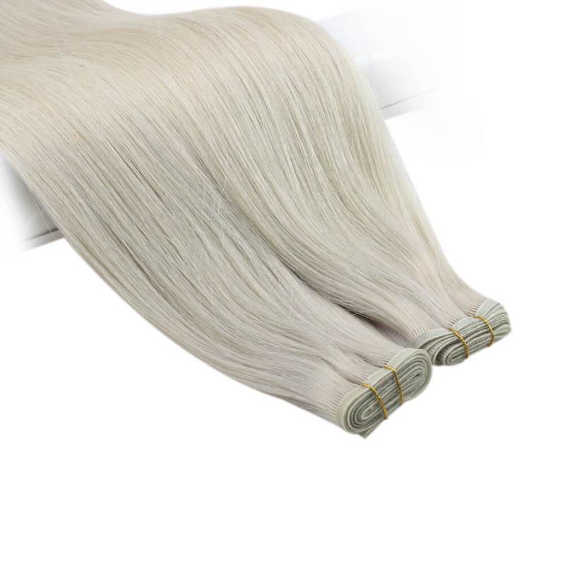 Ultra Thin Wefts - Color Platinum Blonde - Curly