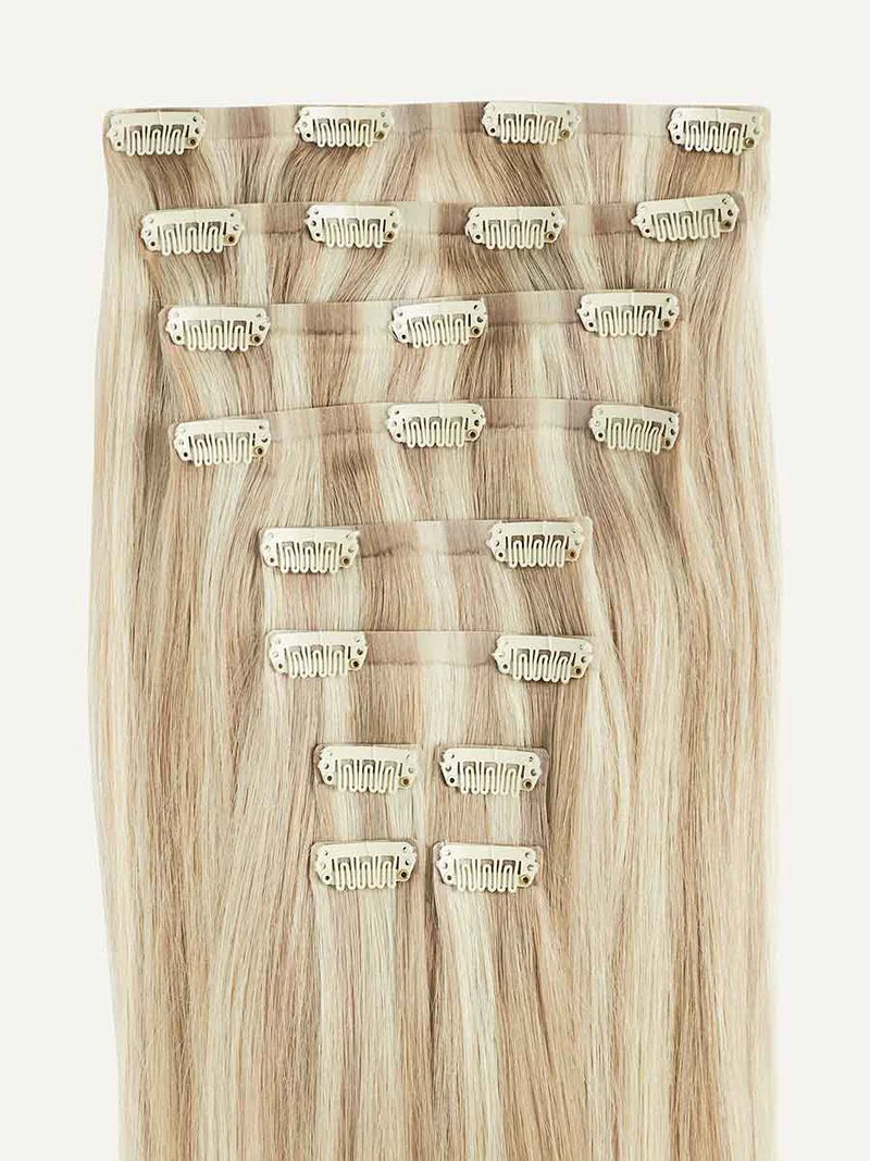 Seamless Beige Blonde Balayage Clip-Ins (150g) - Curly