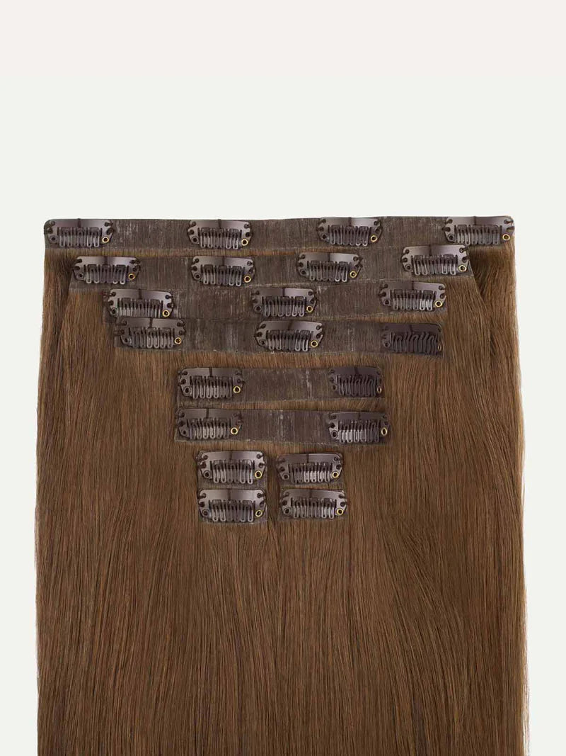 Seamless Chestnut Brown Clip-Ins (150g) - Curly