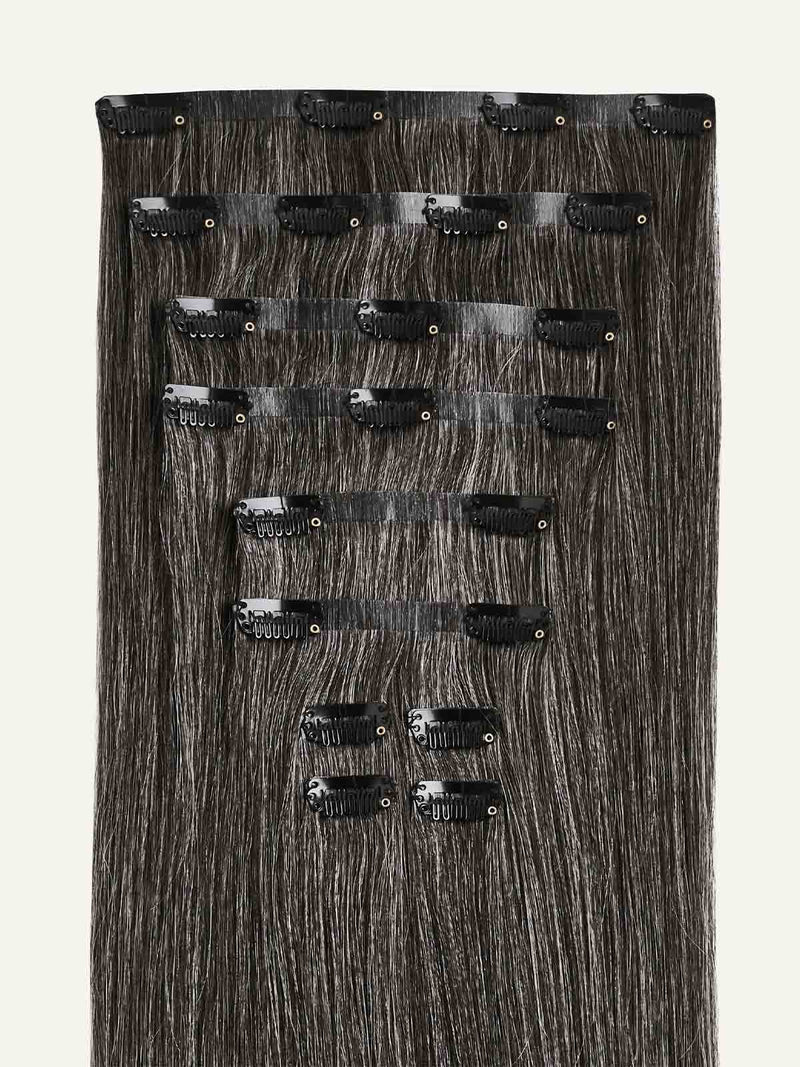 Seamless Dark Gray Clip-Ins (150g) - Curly