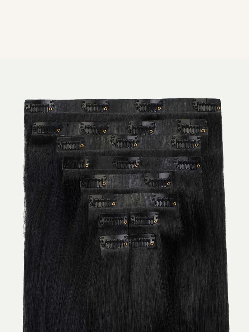 Seamless Jet Black Clip-Ins (150g) - Curly