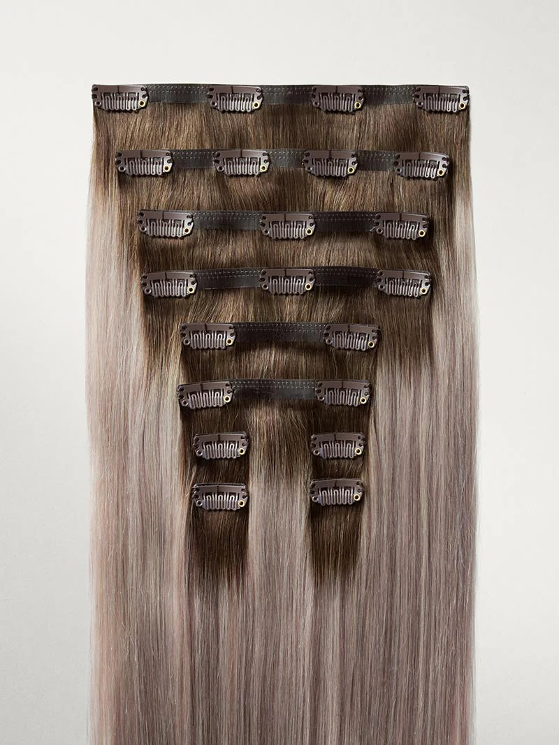 Seamless Dimensional Rooted Ash Blonde Clip-Ins (150g) - Wavy