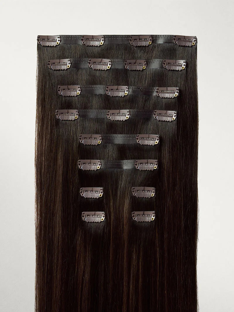 Seamless Dimensional Rooted Espresso Brown Clip-Ins (150g) - Curly