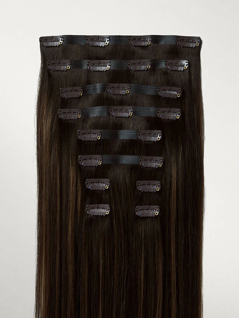 Seamless Dimensional Rooted Honey Espresso Clip-Ins (150g) - Curly