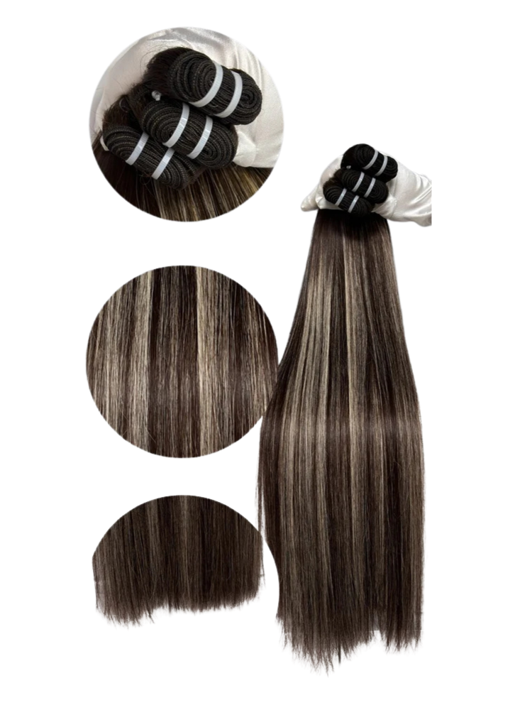 Ash Mocha Balayage Straight Virgin Hair Bundle Deal – 3 Bundles
