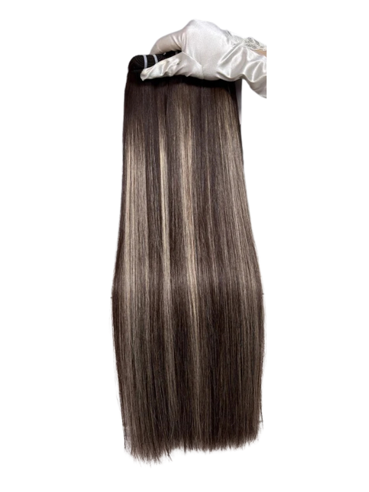 Ash Mocha Balayage Straight Virgin Hair Bundle Deal – 3 Bundles